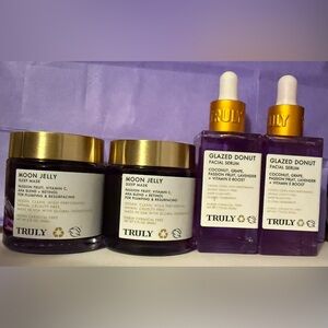 Lot of 2 TRULY Moon Jelly Sleep Masks & 2 Glazed Donut Facial Serums
